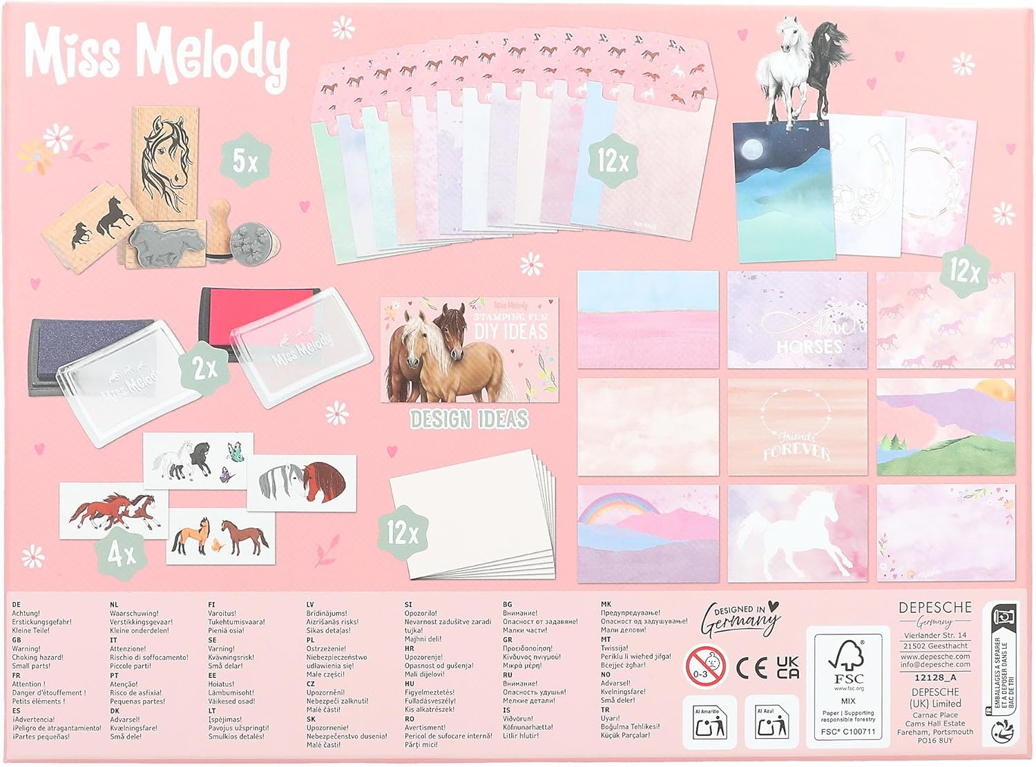 Depesche Miss Melody Stamping Fun 12128 Creative Set for Designing Cards and Letters Including Paper, Envelopes, Stamps, Stickers and Much More