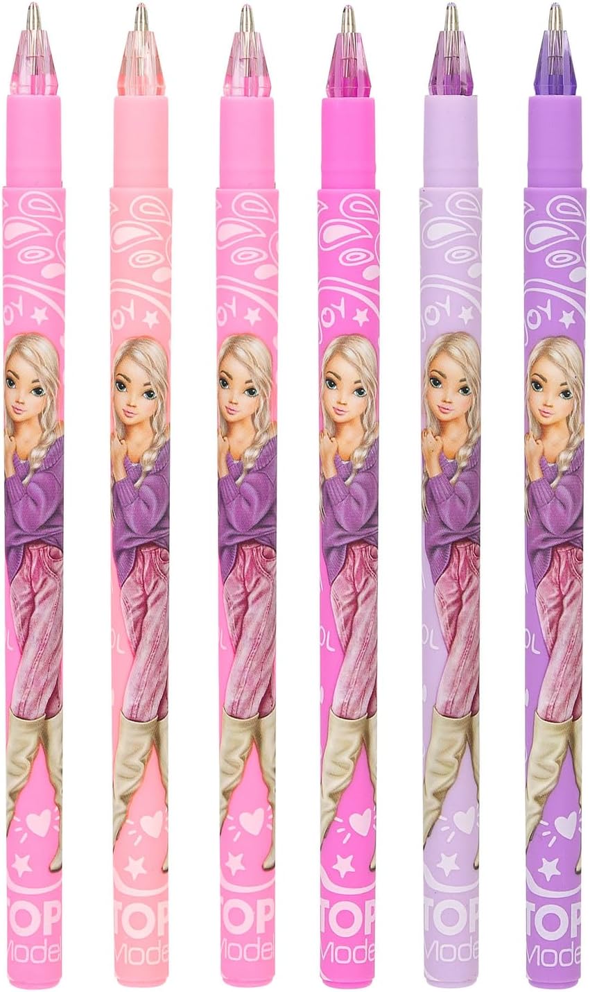 Depesche 12191 TOPModel-Girly Gelstifte Set in Pink und Lila, mit 6 Stiften in Glitzerfarben zum Schreiben und Verzieren, Mehrfarbig