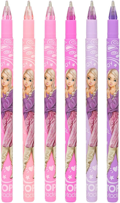 Depesche 12191 TOPModel-Girly Gelstifte Set in Pink und Lila, mit 6 Stiften in Glitzerfarben zum Schreiben und Verzieren, Mehrfarbig