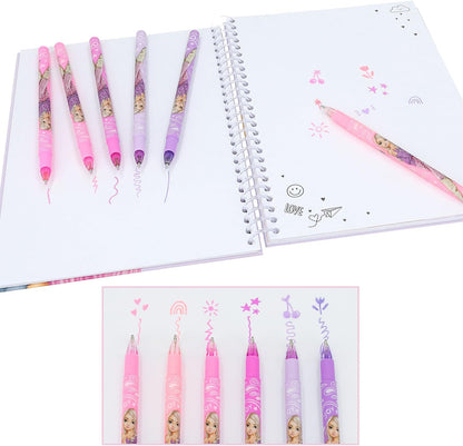 Depesche 12191 TOPModel-Girly Gelstifte Set in Pink und Lila, mit 6 Stiften in Glitzerfarben zum Schreiben und Verzieren, Mehrfarbig