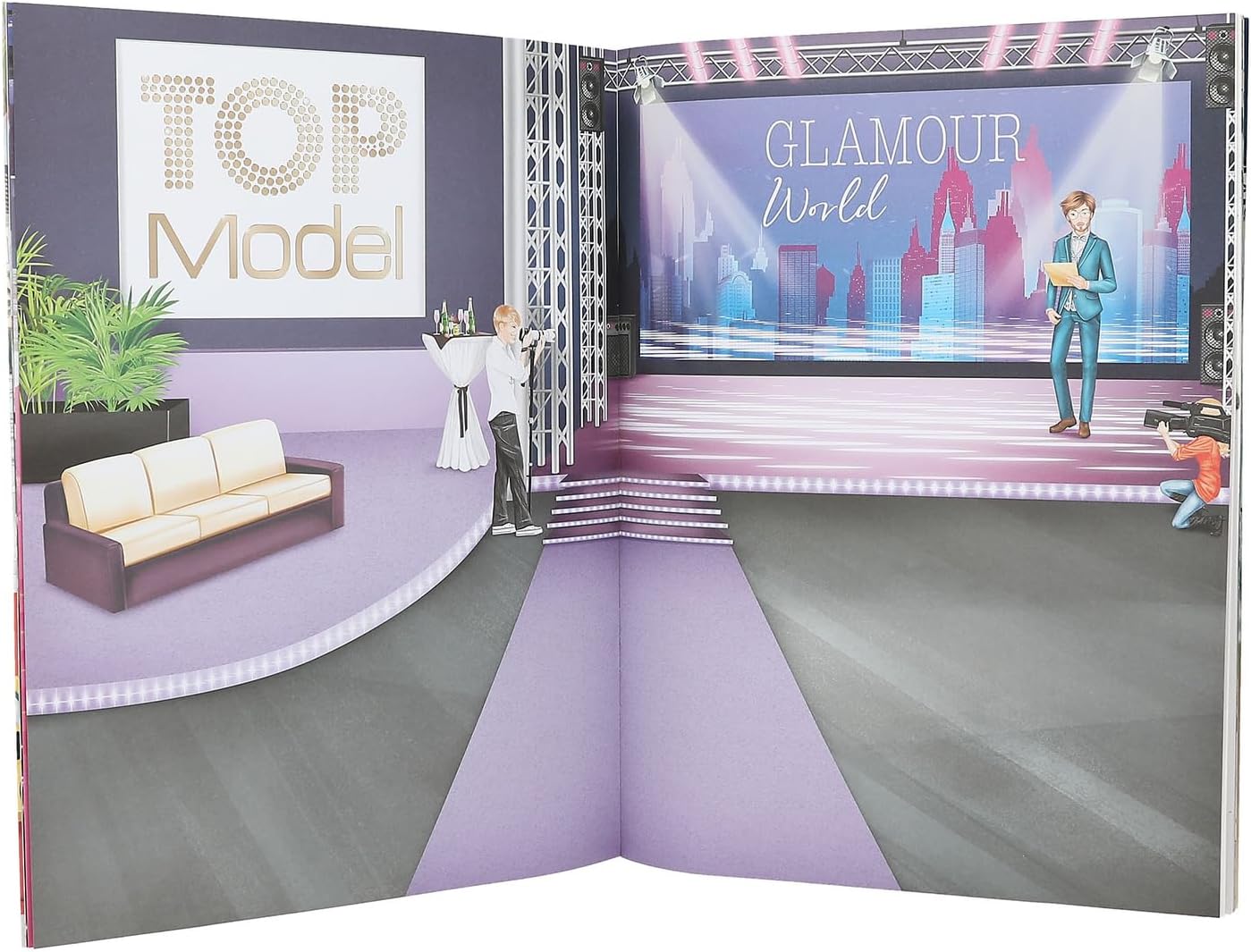 Depesche 13232 TOPModel Glamour Book with 20 Pages to Create Beautiful Model Motifs, Including 3 Double-Sided Stickers, Multicoloured