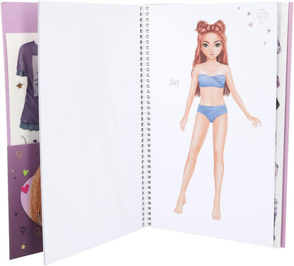 Depesche 13387 TOPModel Rebel Kitty-Dress Me Up Stickerbuch mit 20 Seiten vorgedruckter Model Motive zum Selbstgestalten, inkl. 7 Stickerbogen, Mehrfarbig