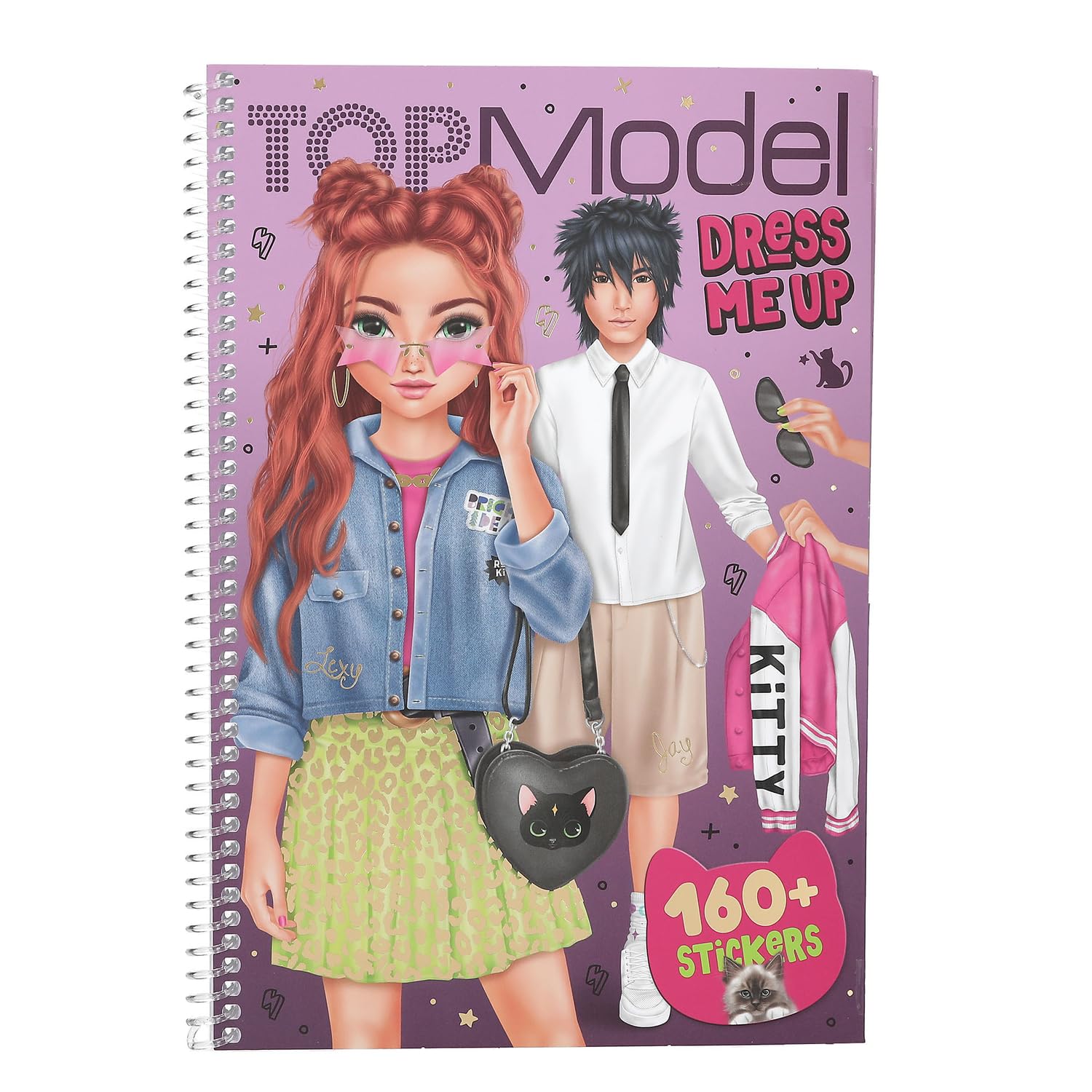 Depesche 13387 TOPModel Rebel Kitty-Dress Me Up Stickerbuch mit 20 Seiten vorgedruckter Model Motive zum Selbstgestalten, inkl. 7 Stickerbogen, Mehrfarbig