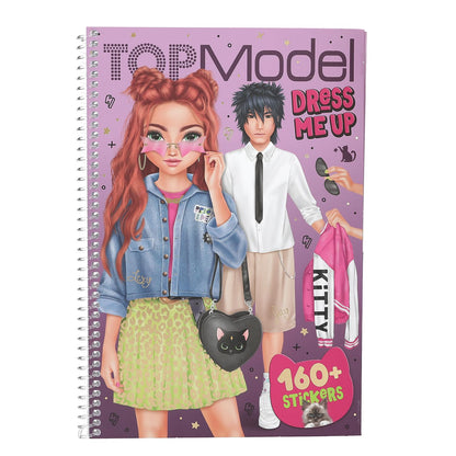 Depesche 13387 TOPModel Rebel Kitty-Dress Me Up Stickerbuch mit 20 Seiten vorgedruckter Model Motive zum Selbstgestalten, inkl. 7 Stickerbogen, Mehrfarbig