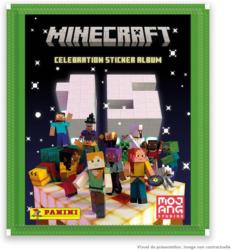Panini Minecraft 004739BOX36F 3 Stickers 15EME Birthday Box of 36 Pockets