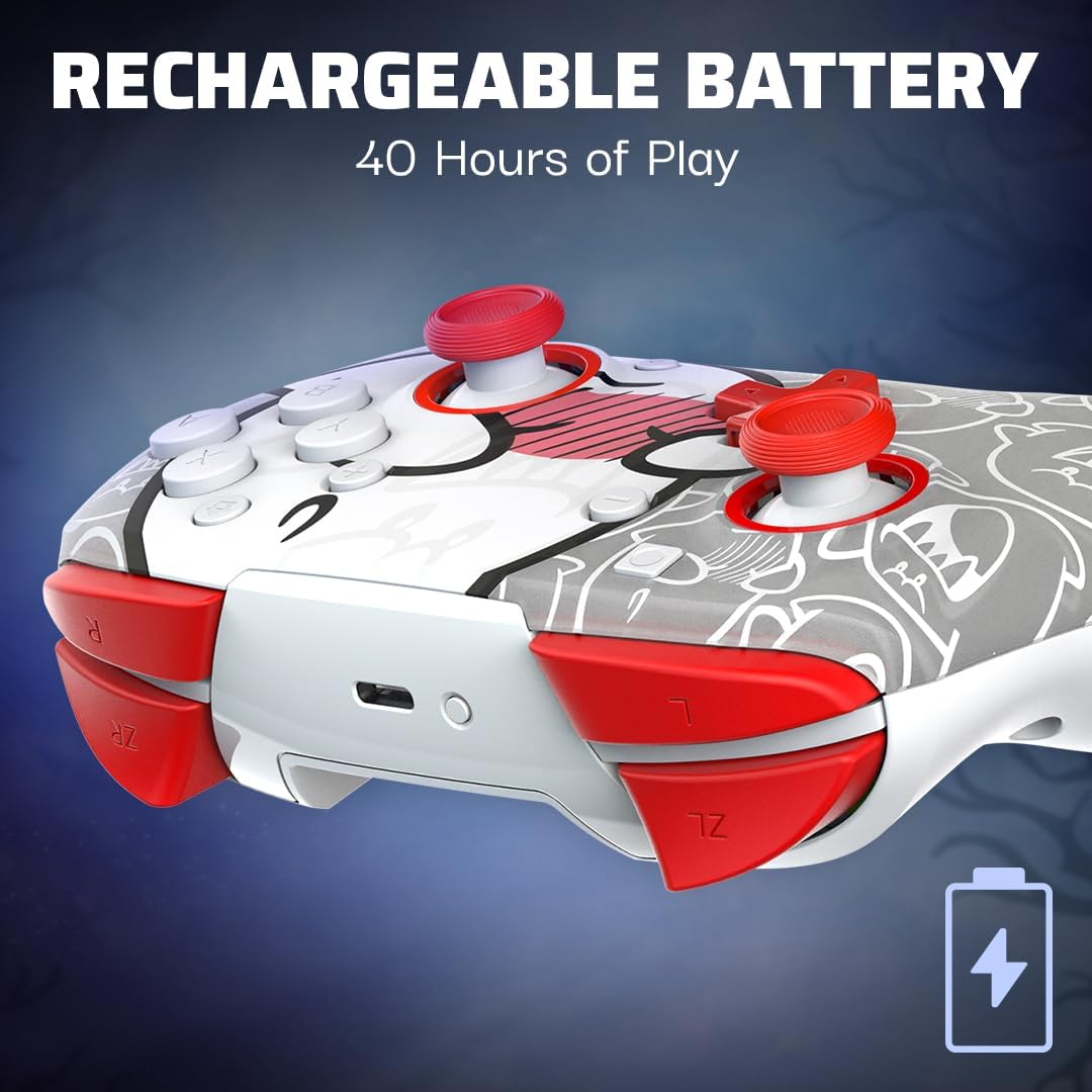 PDP Nintendo Switch Rematch GLOW Wireless Controller- Boo-Hoo- With motion, 600mAh battery