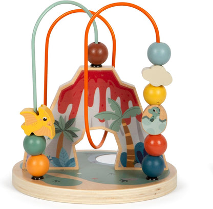 small foot Bead Maze Dino, Motor Activity Toy Made of FSC 100%-Certified Wood, for Kids Aged 12+ Months, 12617, Coloured