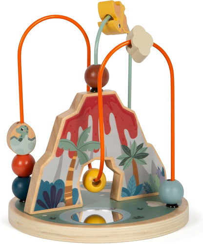 small foot Bead Maze Dino, Motor Activity Toy Made of FSC 100%-Certified Wood, for Kids Aged 12+ Months, 12617, Coloured