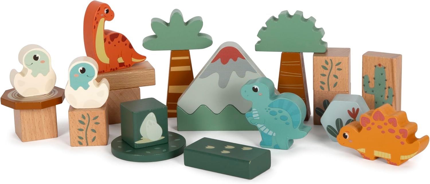small foot bouwsteentjes "Dino", gemaakt van FSC® 100% gecertificeerd hout, voor kinderen vanaf 12 maanden, 12621