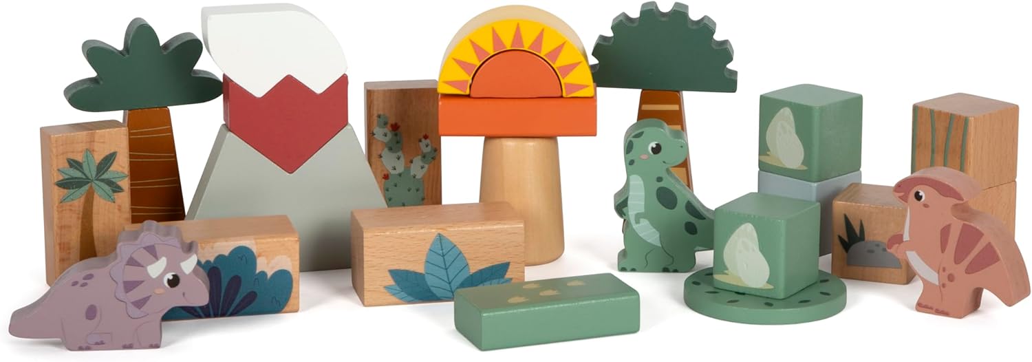small foot bouwsteentjes "Dino", gemaakt van FSC® 100% gecertificeerd hout, voor kinderen vanaf 12 maanden, 12621