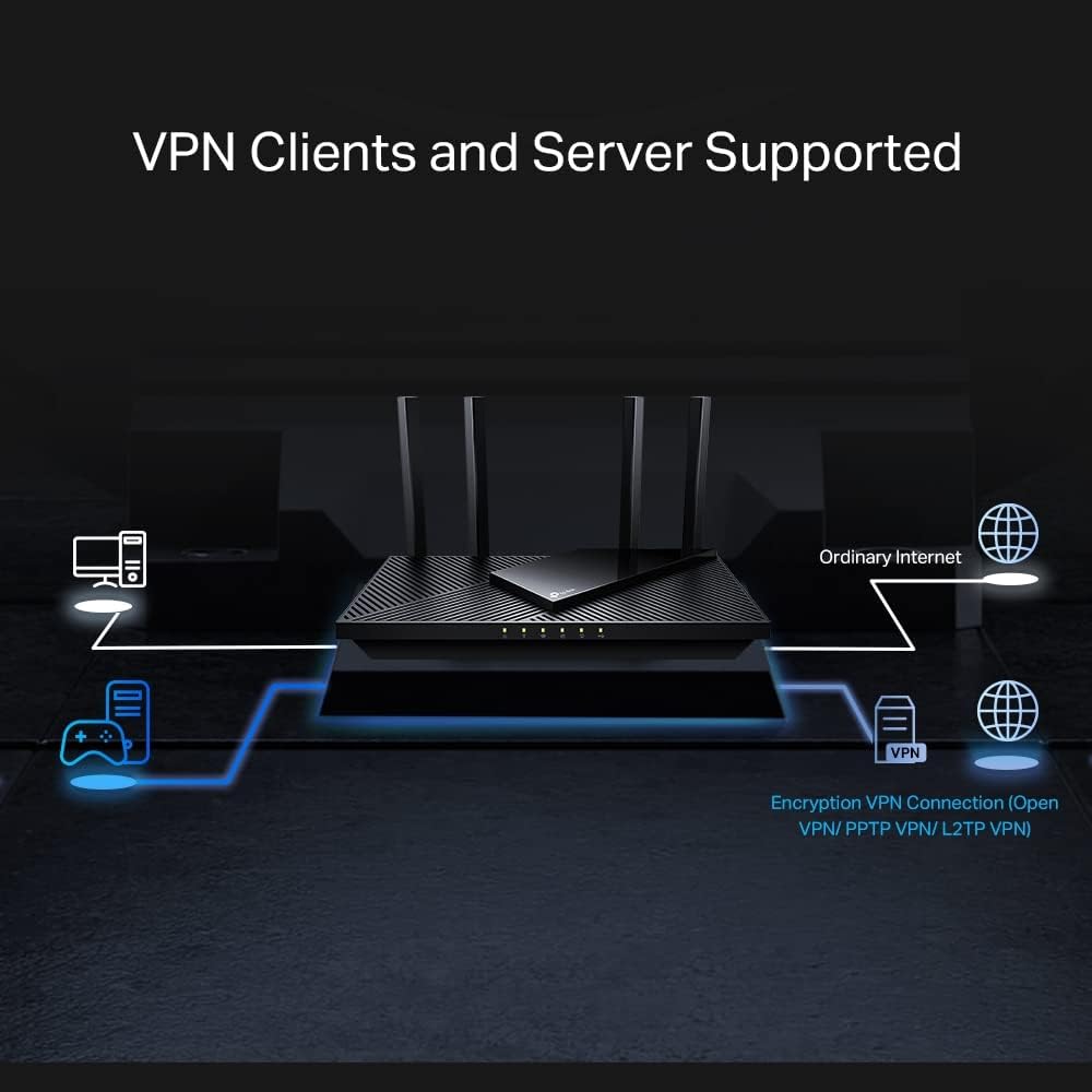 TP-Link AX3000 Multi-Gigabit Wi-Fi 6 Router with 2.5G Port, Dual-Band, OneMesh™ /VPN Supported, USB 3.0 Port, Qualcomm CPU, Ideal for Gaming Xbox/PS4/8K Steam, TP-Link HomeShield (Archer AX55 Pro)