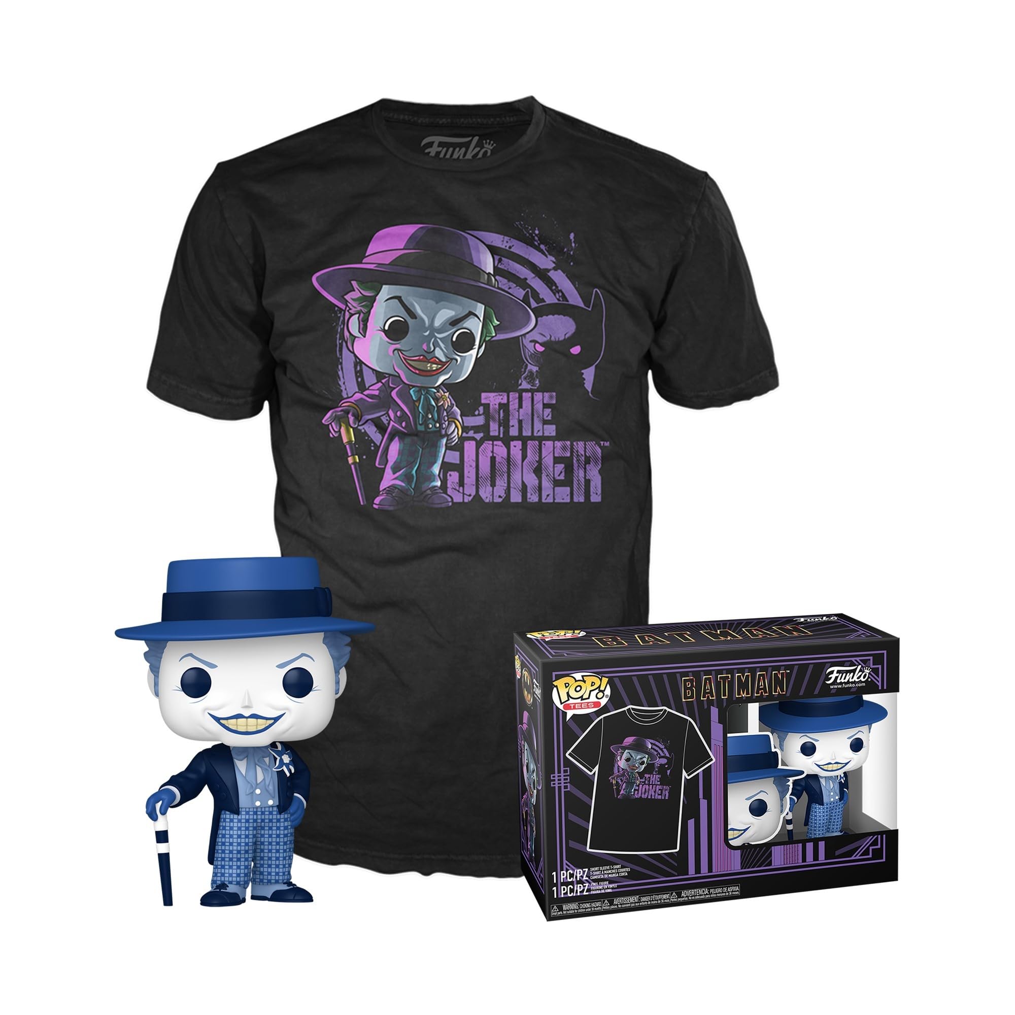 Funko Pop! & Tee: Batman - (1989) - the Joker - S - Batman 1989 - T-Shirt - Clothes With Collectable Vinyl Figure - Gift Idea - Toys and Short Sleeve Top for Adults Unisex Men and Women - Movies Fans