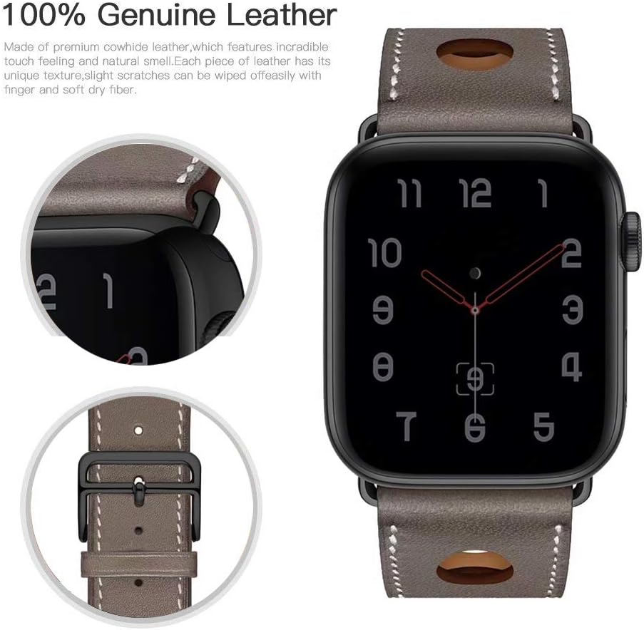 For Apple Watch 38MM 42MM Apple Watch 38mm 42mm Genuine Leather Replacement Band, Classic Metal Adapter Clasp One Travel Apple Watch, 38mm