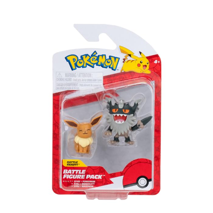 Pokémon Pokemon Battle Figure, 2-pack 5 and 8 cm Figure Toy Set Perrserker and Eevee