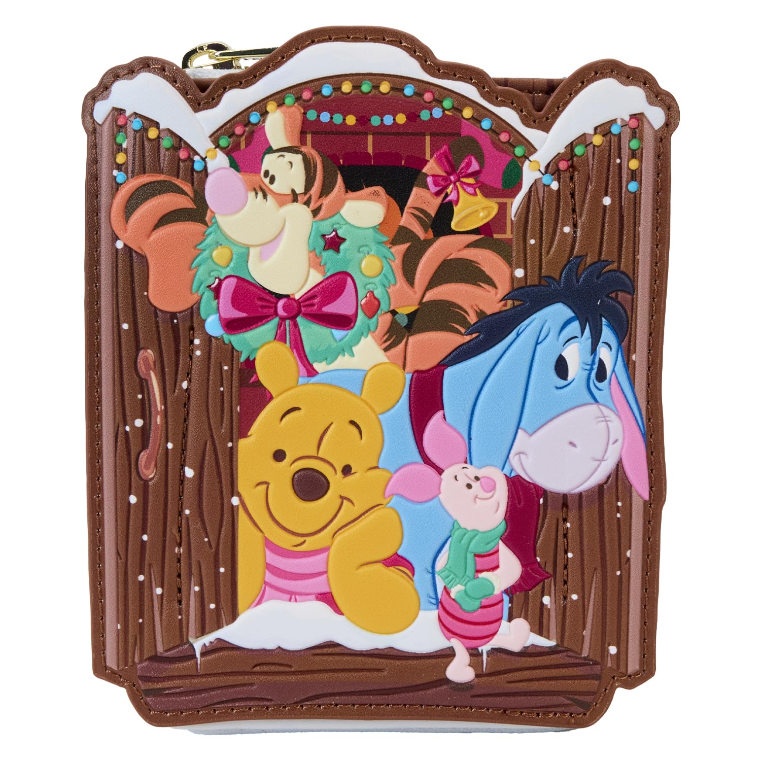 Loungefly Disney Winnie the Pooh and Friends Christmas Greetings Zip Around Wallet, Multicolor, Zip Around Wallet