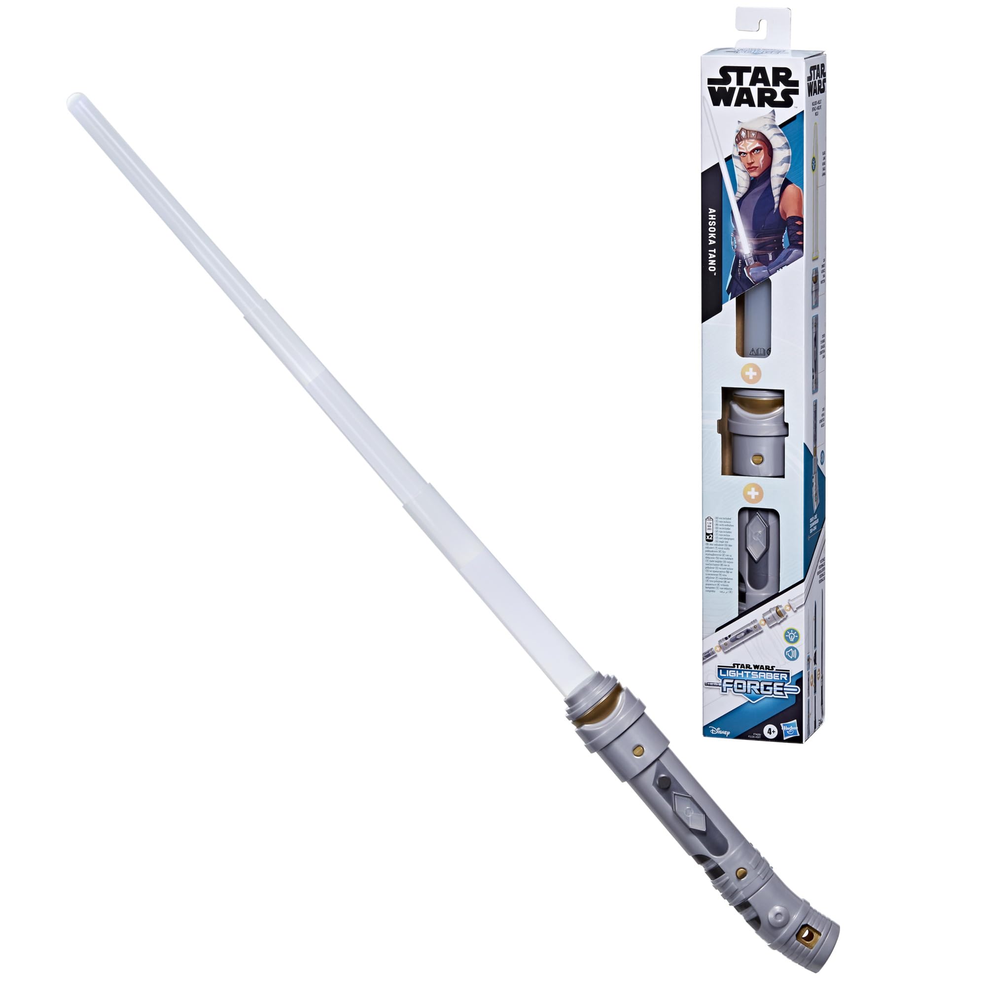 Lightsaber Forge Ahsoka Tano, White Customizable Electronic Lightsaber, Toys for 4 Year Old Boys and Girls