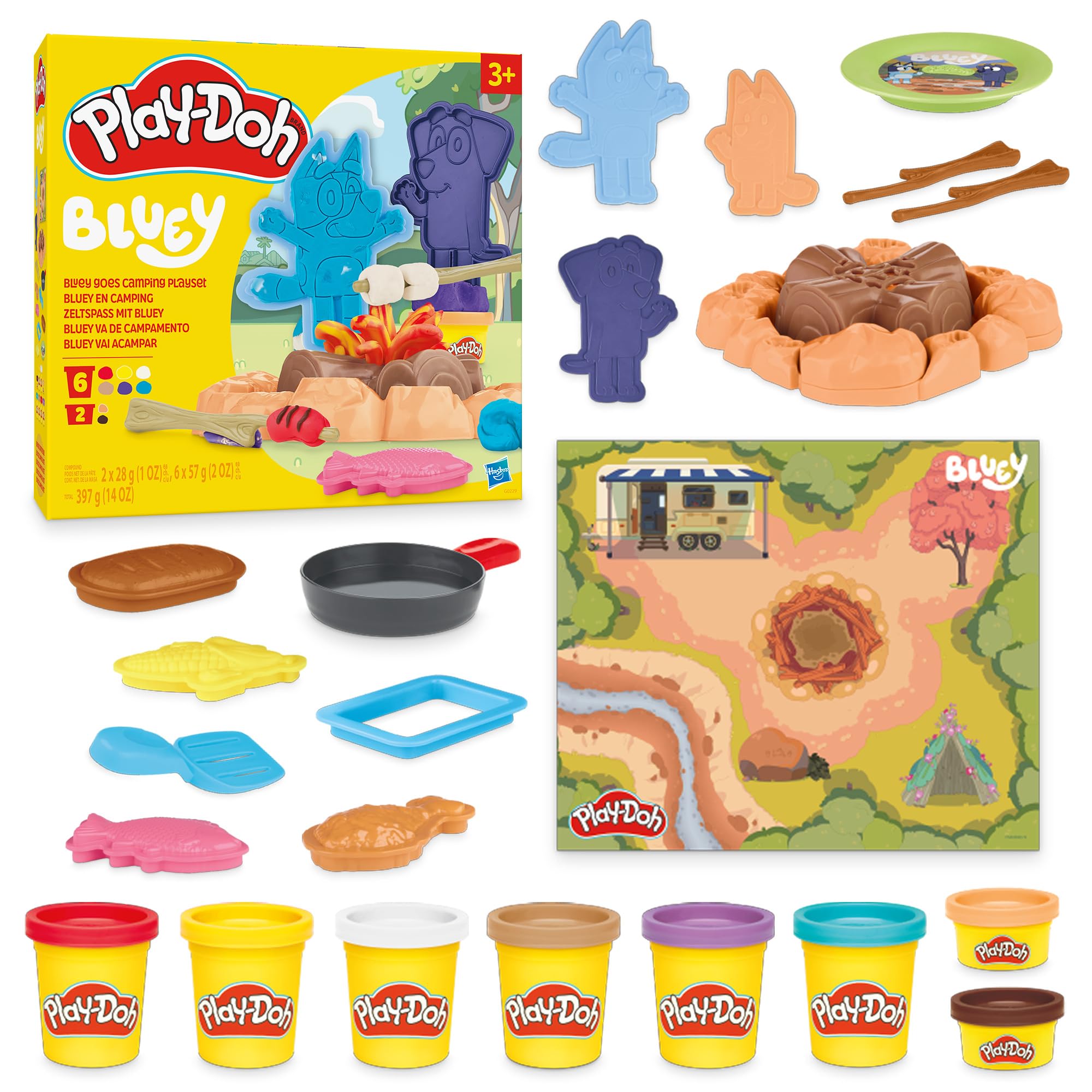 Play-Doh Bluey Gaat Kamperen Speel Set - 6 Kleipotjes
