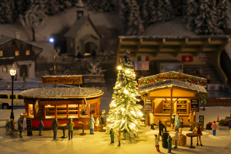 Faller - 1/87 2 Marktkramen Met Verlichte Kerstboom