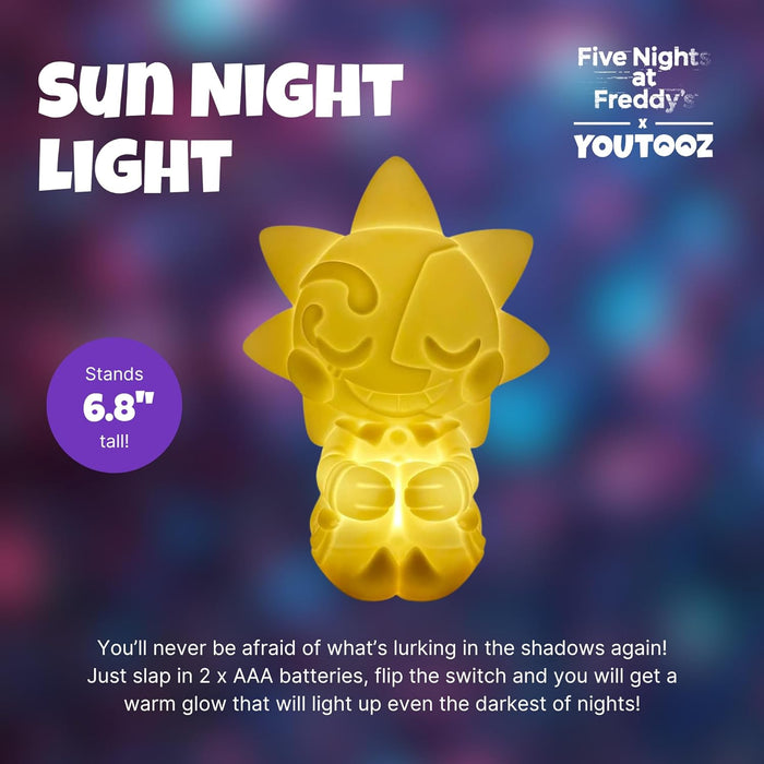 Youtooz Sun Night Light from Five Nights at Freddy's, FNAF Bedside Table Lamp Sun Night Light, Five Nights at Freddy's Sun Battery Powered Desk Lamp, Youtooz FNAF Collection