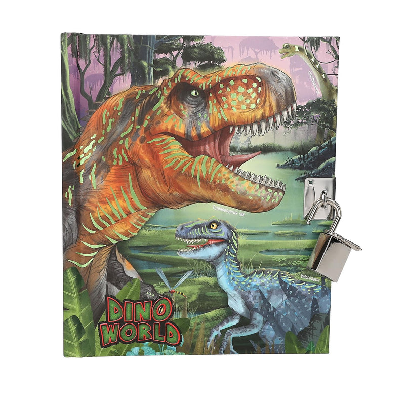 Depesche 13244 Dino World Lockable Diary with Dinosaur Motifs and 192 Pages Lined and Illustrated Colours, Multicoloured, One Size