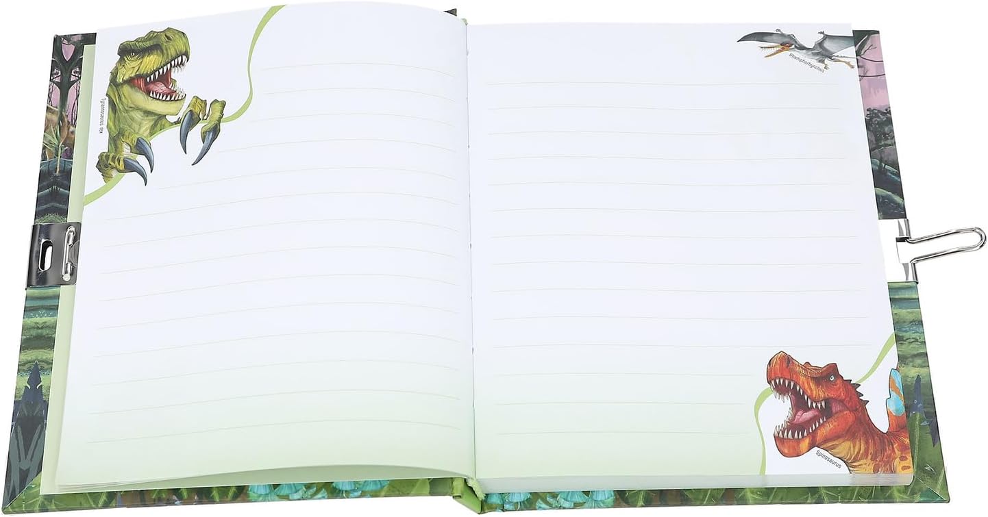 Depesche 13244 Dino World Lockable Diary with Dinosaur Motifs and 192 Pages Lined and Illustrated Colours, Multicoloured, One Size