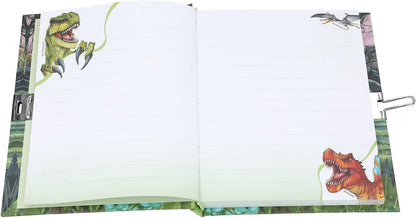 Depesche 13244 Dino World Lockable Diary with Dinosaur Motifs and 192 Pages Lined and Illustrated Colours, Multicoloured, One Size