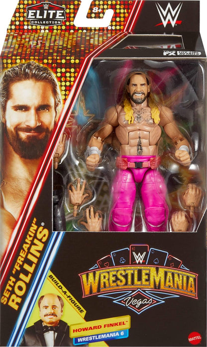 WWE Mattel Elite Collection Action Figure & Accessories, Premium Live Event Seth “Freakin” Rollins Set, WrestleMania with Howard Finkel Build-A-Figure Parts, JCJ51