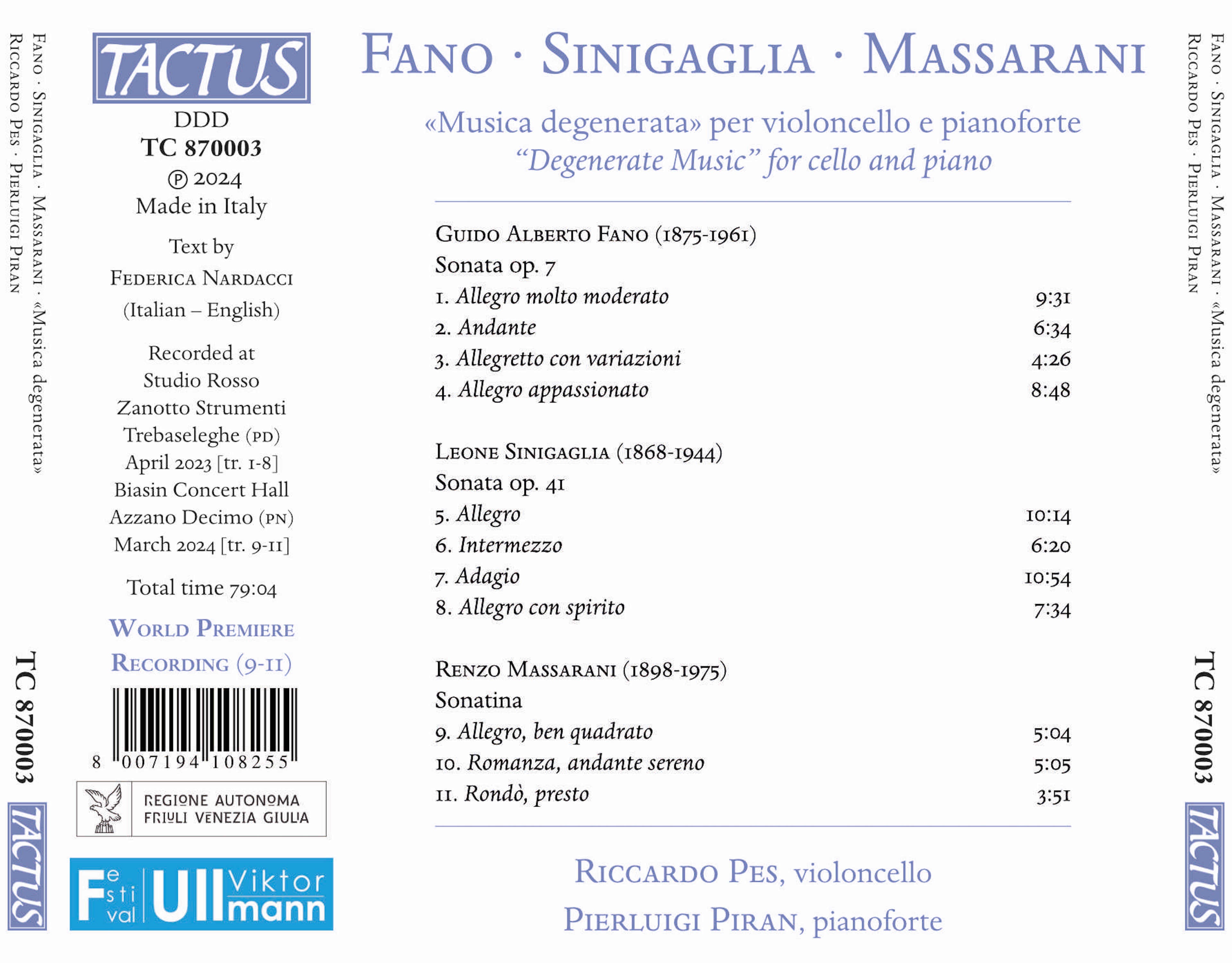 Musica 'Degenerata' Per Violoncello E Pianoforte