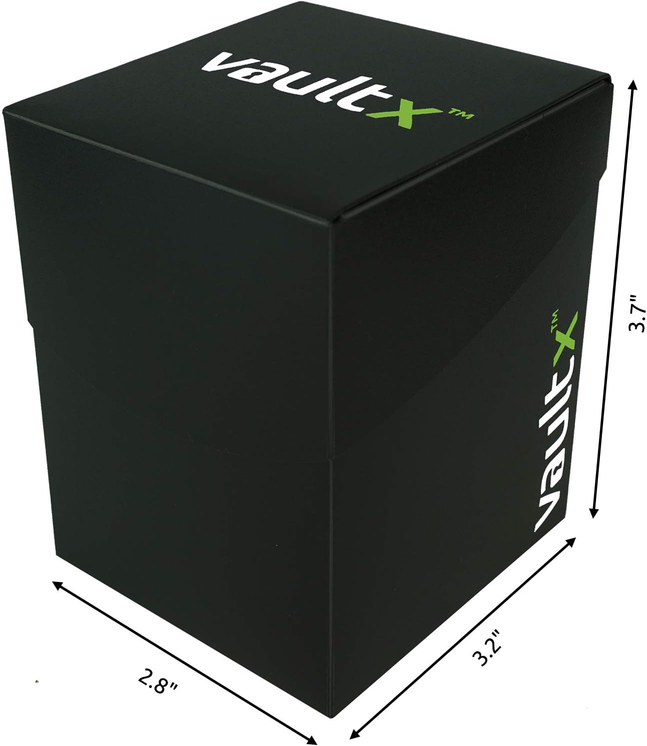 Vault X Large Deck Box with Self-Securing Lid and 150 Easy Shuffle Sleeves - Spacious Portable Holder Fits Over 100 Sleeved Cards - PVC Free Box and Sleeves (Black