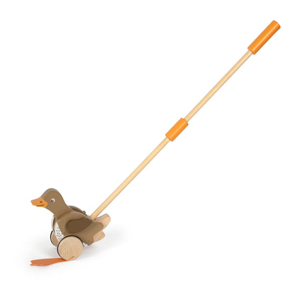 small foot Push-Along Duck, Wood, Moving Head, Helps with Learning, Walking aid, for Kids Aged 18+ Months, 12493, Coloured