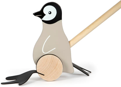 small foot Schiebetier Pinguin, Lauflernspielzeug aus FSC 100%-zertifiziertem Holz, Schiebespielzeug mit watschelnden Füßen, für Kinder ab 18 Monaten, 12494
