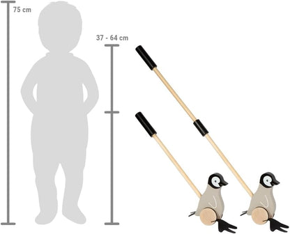 small foot Schiebetier Pinguin, Lauflernspielzeug aus FSC 100%-zertifiziertem Holz, Schiebespielzeug mit watschelnden Füßen, für Kinder ab 18 Monaten, 12494