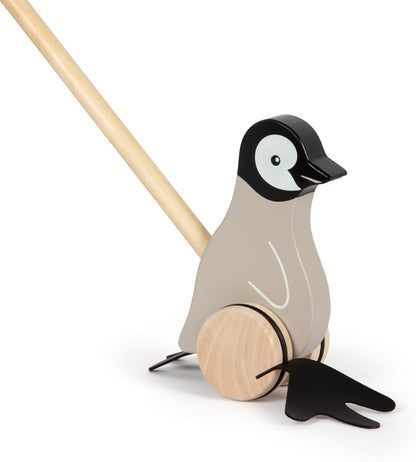 small foot Schiebetier Pinguin, Lauflernspielzeug aus FSC 100%-zertifiziertem Holz, Schiebespielzeug mit watschelnden Füßen, für Kinder ab 18 Monaten, 12494