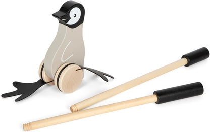 small foot Schiebetier Pinguin, Lauflernspielzeug aus FSC 100%-zertifiziertem Holz, Schiebespielzeug mit watschelnden Füßen, für Kinder ab 18 Monaten, 12494