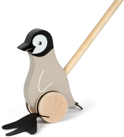 small foot Schiebetier Pinguin, Lauflernspielzeug aus FSC 100%-zertifiziertem Holz, Schiebespielzeug mit watschelnden Füßen, für Kinder ab 18 Monaten, 12494