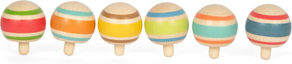 small foot Wendekreisel-Set aus Holz, ideales Mitbringel, 6 Kreisel, Beschäftigung für Kinder ab 3 Jahren, 12606