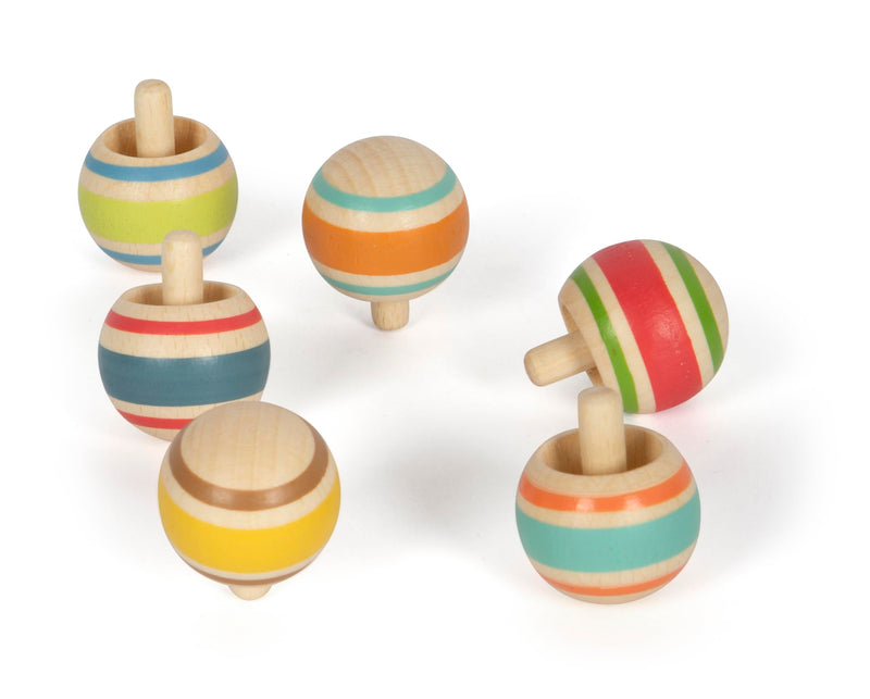 small foot Wendekreisel-Set aus Holz, ideales Mitbringel, 6 Kreisel, Beschäftigung für Kinder ab 3 Jahren, 12606