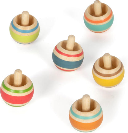small foot Wendekreisel-Set aus Holz, ideales Mitbringel, 6 Kreisel, Beschäftigung für Kinder ab 3 Jahren, 12606