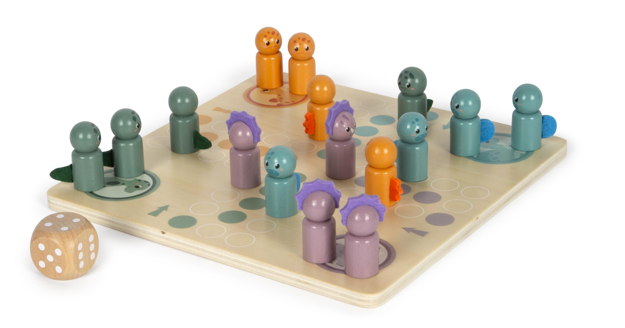 small foot Ludo „Dino“, Gesellschaftsspiel aus FSC® 100%-zertifiziertem Holz, Brettspiel für Kinder ab 4 Jahren, 12619