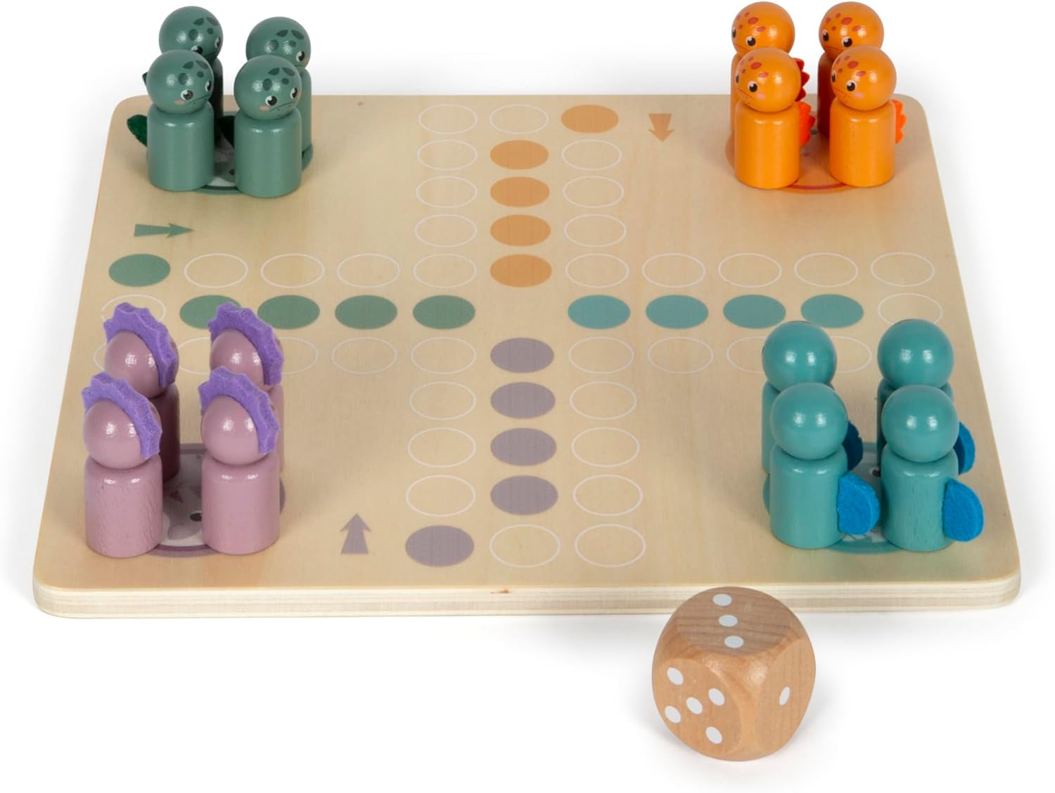small foot Ludo „Dino“, Gesellschaftsspiel aus FSC® 100%-zertifiziertem Holz, Brettspiel für Kinder ab 4 Jahren, 12619