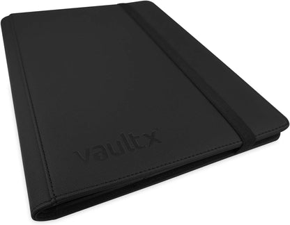 Vault X Premium Exo-Tec Strap Binder - 9 Pocket Trading Card Album Folder - 360 Side Loading Pocket Binder for TCG (Black