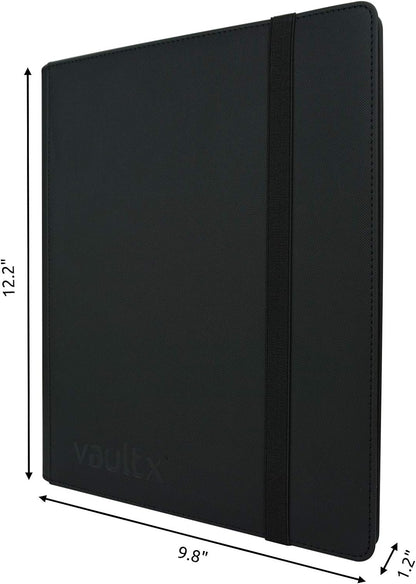 Vault X Premium Exo-Tec Strap Binder - 9 Pocket Trading Card Album Folder - 360 Side Loading Pocket Binder for TCG (Black