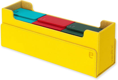 Vault X Exo-Tec Card Box 450+ Storage with Detachable Magnetic Lid, Dividers & Foam Fillers to Organize Deck Boxes, Toploaders, TCG/CCG & Sports Cards (Yellow