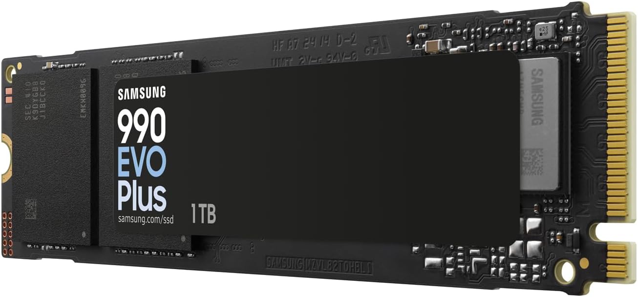 Samsung 990 EVO Plus, 1TB, PCIe 4.0 x4 / 5.0 x2, NVMe2.0 (up to 7150 MB/s), NVMe M.2 (2280), Internal Solid State Drive (SSD), MZ-V9S1T0BW