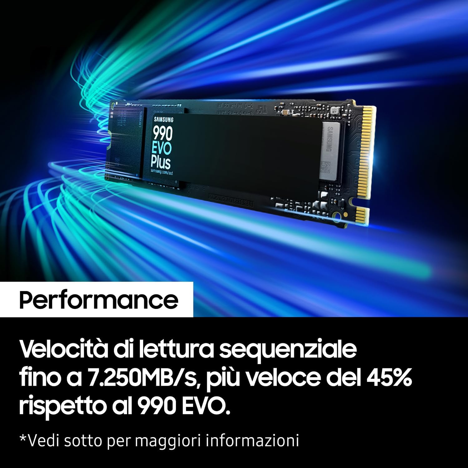 Samsung 990 EVO Plus, 1TB, PCIe 4.0 x4 / 5.0 x2, NVMe2.0 (up to 7150 MB/s), NVMe M.2 (2280), Internal Solid State Drive (SSD), MZ-V9S1T0BW