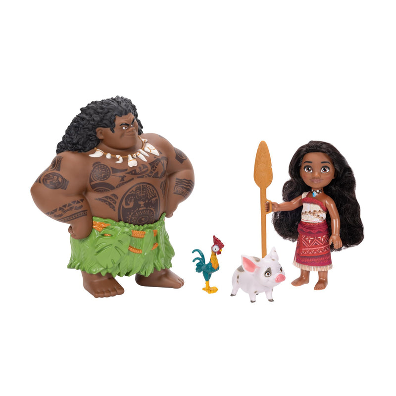 Moana 2 Disney’s Doll Playset Maui Voyager Petite Dolls Gift Set by Jakks Pacific, Stands 6” / 15 cm Tall, Includes Maui, Pua, & Heihei, Suggested for Ages 3+