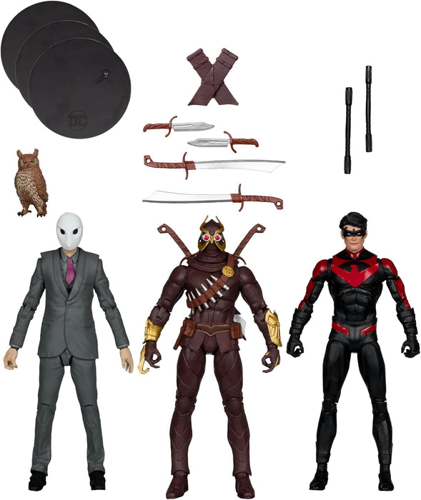 McFarlane Toys - DC Multiverse Nightwing vs Talon & Owl - Figura de 7 pulgadas, 3 unidades, etiqueta dorada