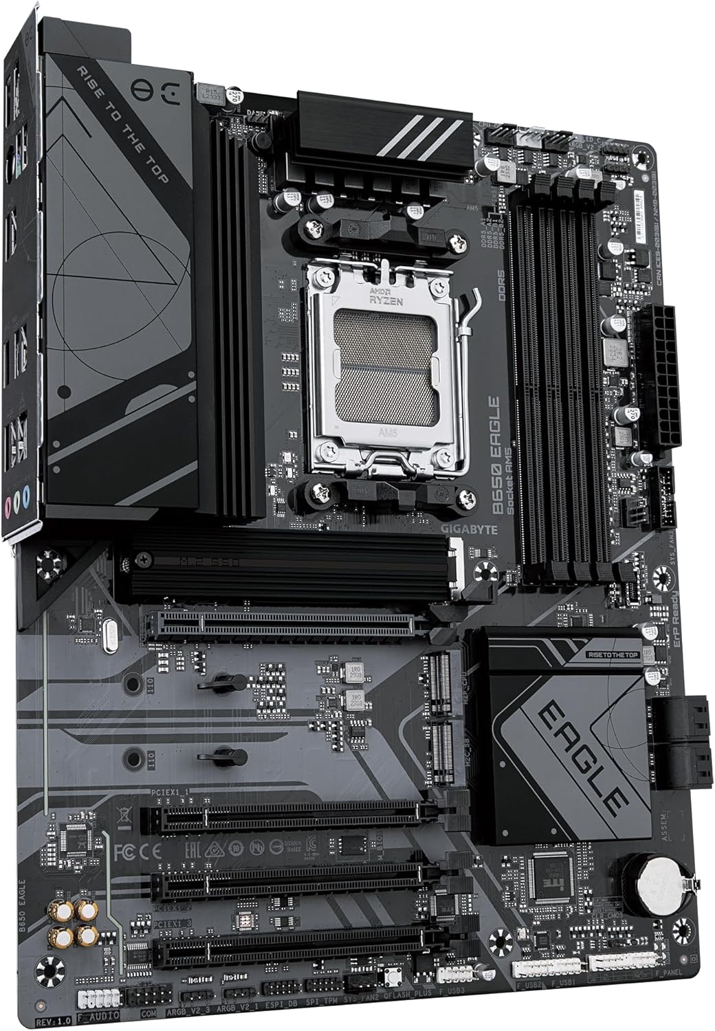 GIGABYTE B650 EAGLE Motherboard - Supports AMD Ryzen 9000 CPUs- 12+2+2 Phases Digital VRM- up to 7600MHz DDR5 (OC)- 1xPCIe 5.0 + 2xPCIe 4.0 M.2- GbE LAN- USB 3.2 Gen2