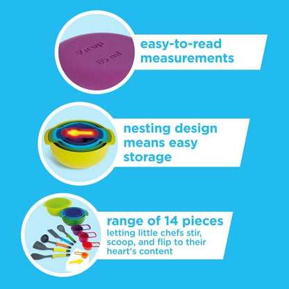 Casdon Kitchen Essentials | 14-Piece Colourful Kitchen Play Set for Children 3+ | Encourages Learning & Creativity!