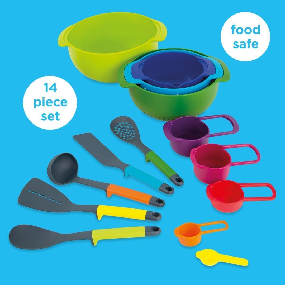 Casdon Kitchen Essentials | 14-Piece Colourful Kitchen Play Set for Children 3+ | Encourages Learning & Creativity!